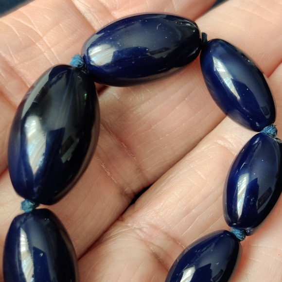 Vintage Cobalt Glass Knotted Long Necklace - Picture 9 of 10